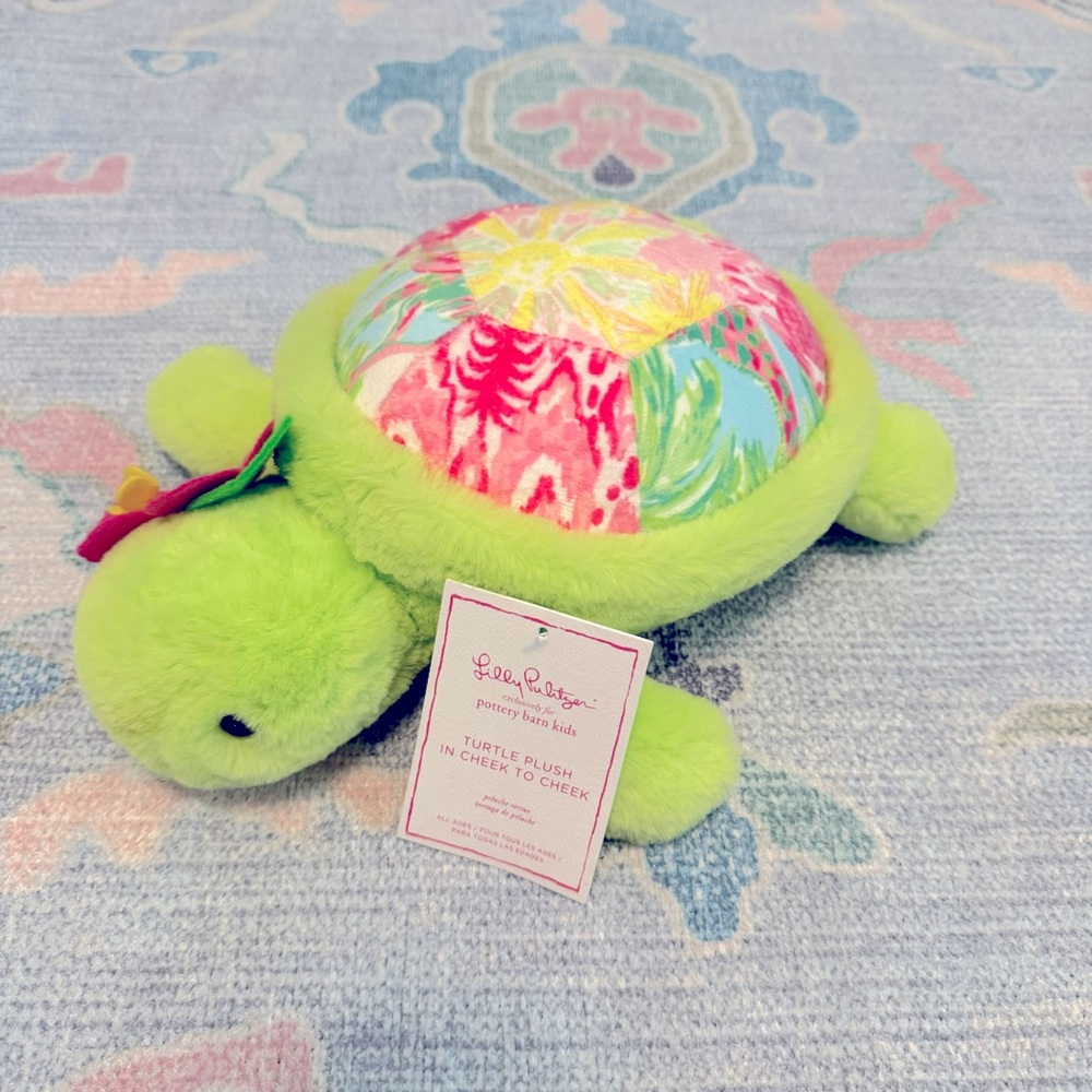 NWT Lilly Pulitzer for Pottery Barn Kids Stuffed Turtle Plush in Cheek to Cheek